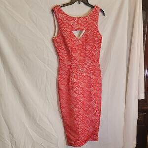 Bettie Page Coral Lace Backless Dress